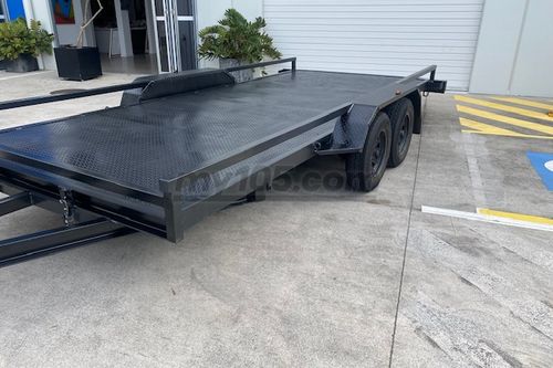 Tilting car trailer, long ramps