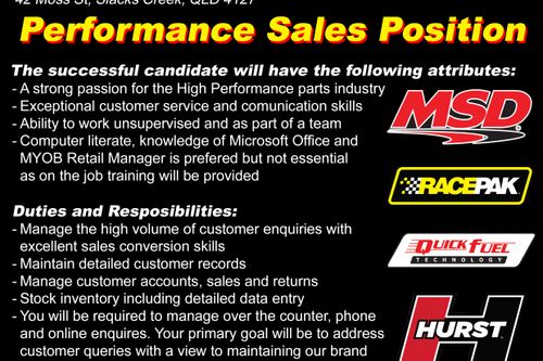 Performance Parts Sales Position
