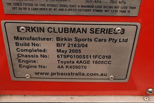 2005 Birkin S4 (PRB Build) 4AGE motor .NSW Rego